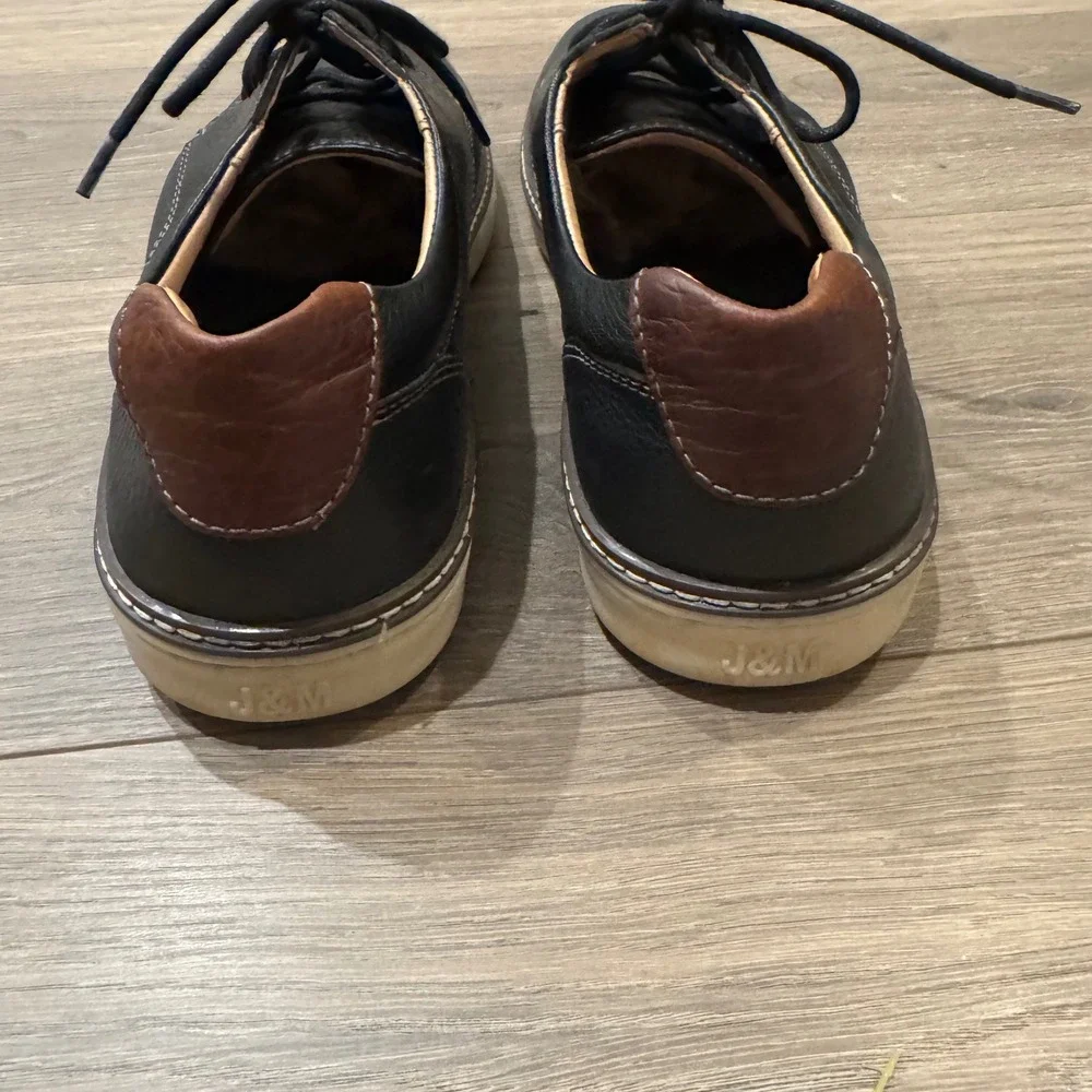 Johnston & Murphy McGuffey Black Sheepskin Leather Plain Toe Derby Shoes Men 10M